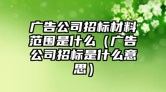 廣告公司招標(biāo)材料范圍是什么（廣告公司招標(biāo)是什么意思）