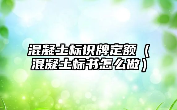 混凝土標識牌定額（混凝土標書怎么做）