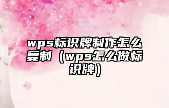 wps標識牌制作怎么復制（wps怎么做標識牌）