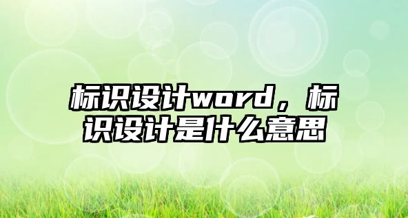 標識設(shè)計word，標識設(shè)計是什么意思