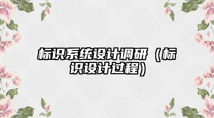 標(biāo)識(shí)系統(tǒng)設(shè)計(jì)調(diào)研（標(biāo)識(shí)設(shè)計(jì)過程）