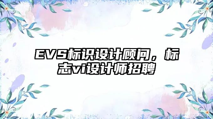 EVS標識設計顧問，標志vi設計師招聘