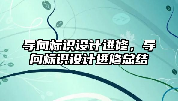 導向標識設計進修，導向標識設計進修總結