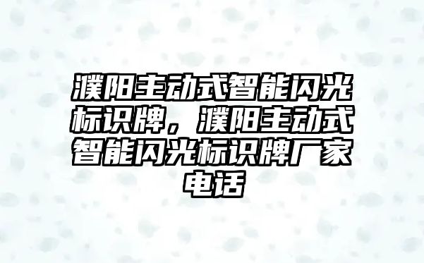 濮陽主動式智能閃光標識牌，濮陽主動式智能閃光標識牌廠家電話