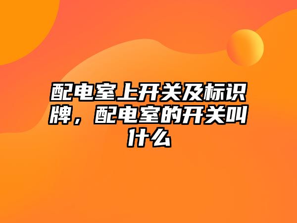 配電室上開關及標識牌，配電室的開關叫什么