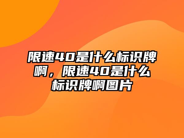 限速40是什么標(biāo)識牌啊，限速40是什么標(biāo)識牌啊圖片