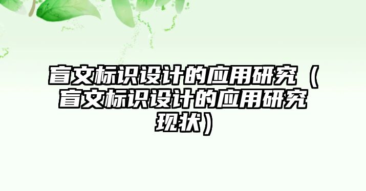 盲文標(biāo)識設(shè)計的應(yīng)用研究（盲文標(biāo)識設(shè)計的應(yīng)用研究現(xiàn)狀）