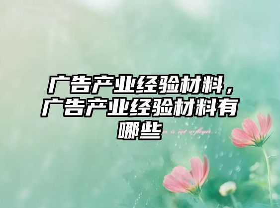 廣告產(chǎn)業(yè)經(jīng)驗(yàn)材料，廣告產(chǎn)業(yè)經(jīng)驗(yàn)材料有哪些