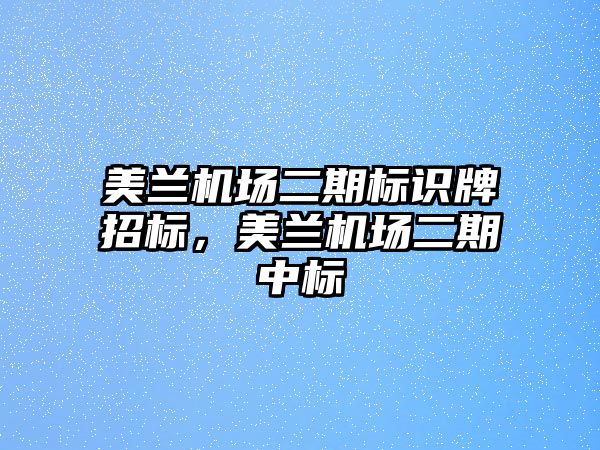 美蘭機(jī)場二期標(biāo)識(shí)牌招標(biāo)，美蘭機(jī)場二期中標(biāo)