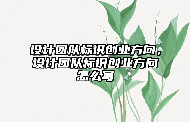 設(shè)計團(tuán)隊標(biāo)識創(chuàng)業(yè)方向，設(shè)計團(tuán)隊標(biāo)識創(chuàng)業(yè)方向怎么寫