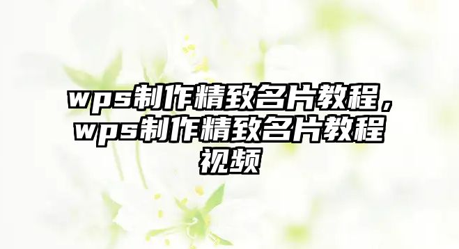 wps制作精致名片教程，wps制作精致名片教程視頻