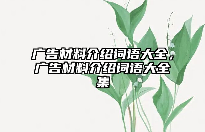 廣告材料介紹詞語大全，廣告材料介紹詞語大全集